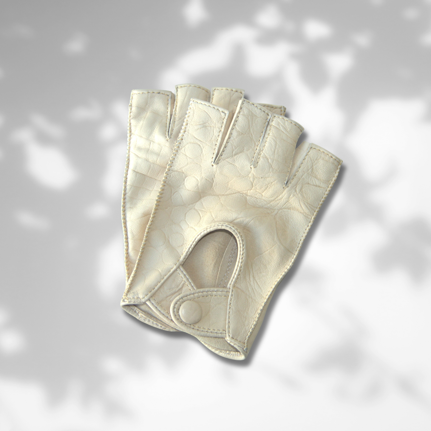 Embossed Half-Finger Leather Gloves