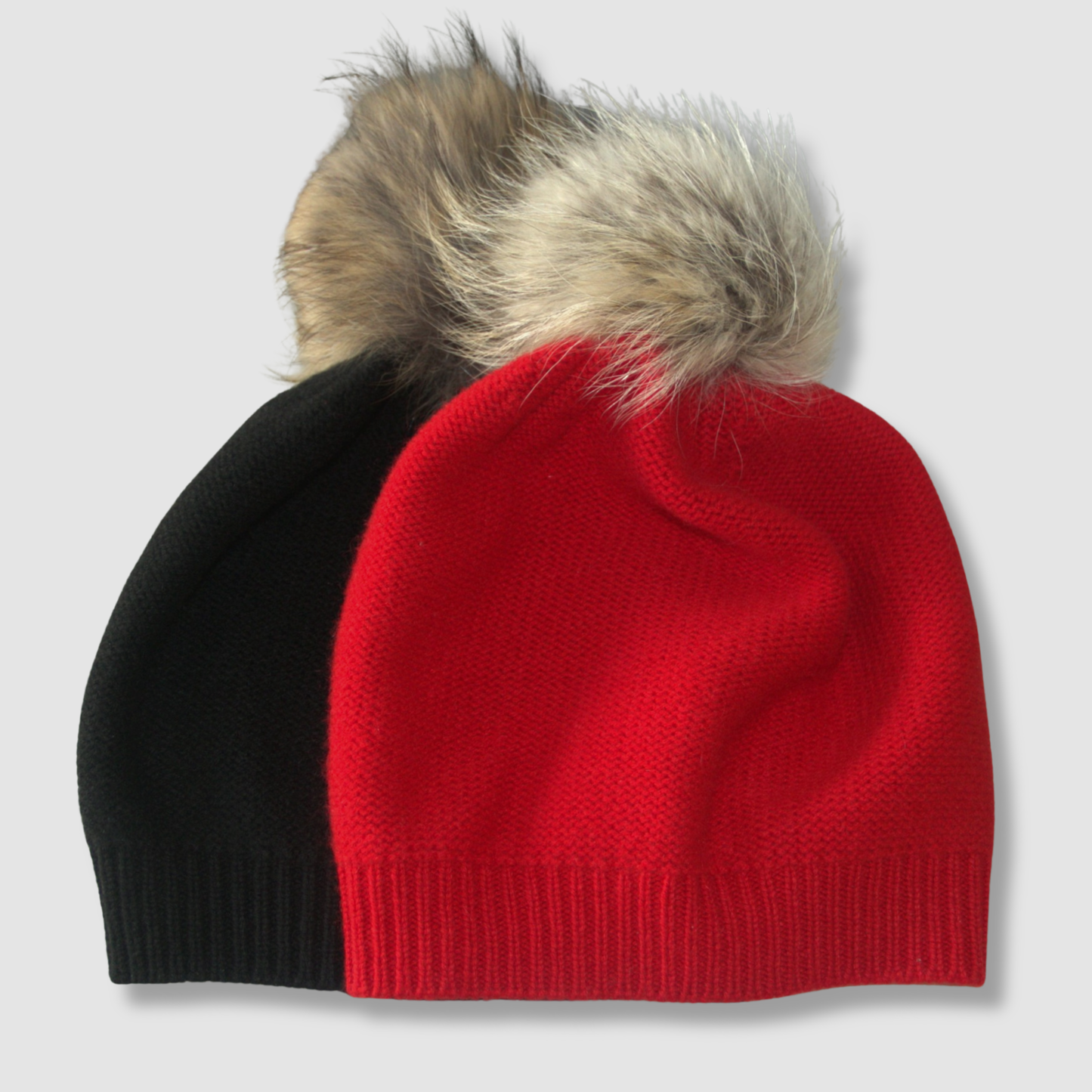 Fur Pom Pom Cashmere Beanie