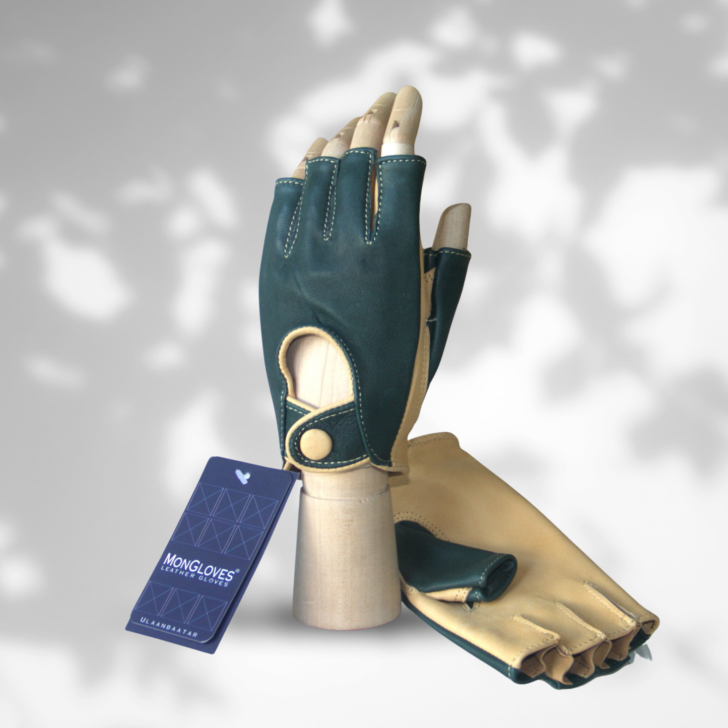 Two-Tone Half-Finger Leather Gloves