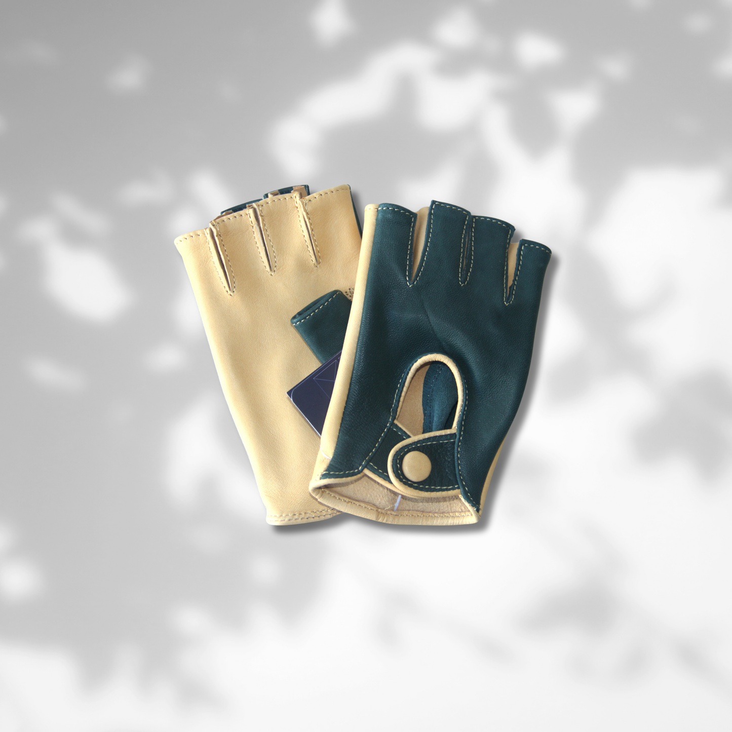 Two-Tone Half-Finger Leather Gloves