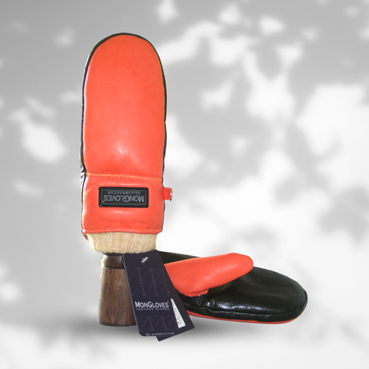 Leather Puffer Mittens