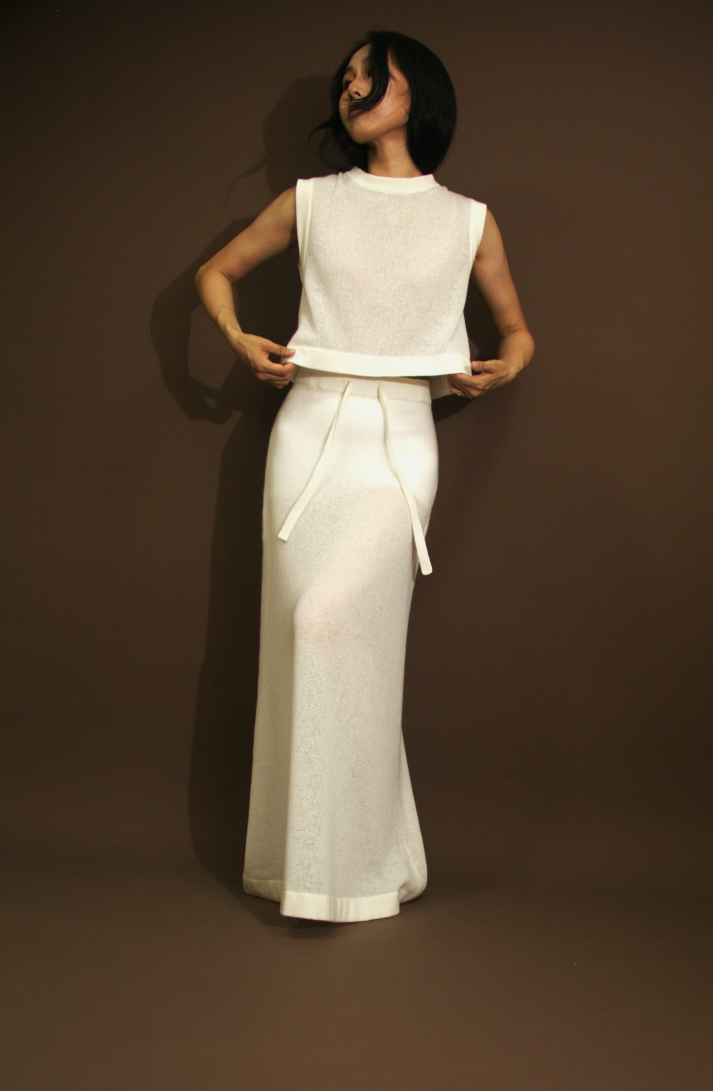 lleia capsule collection 1 - Sheer Knit Cashmere Crop Vest