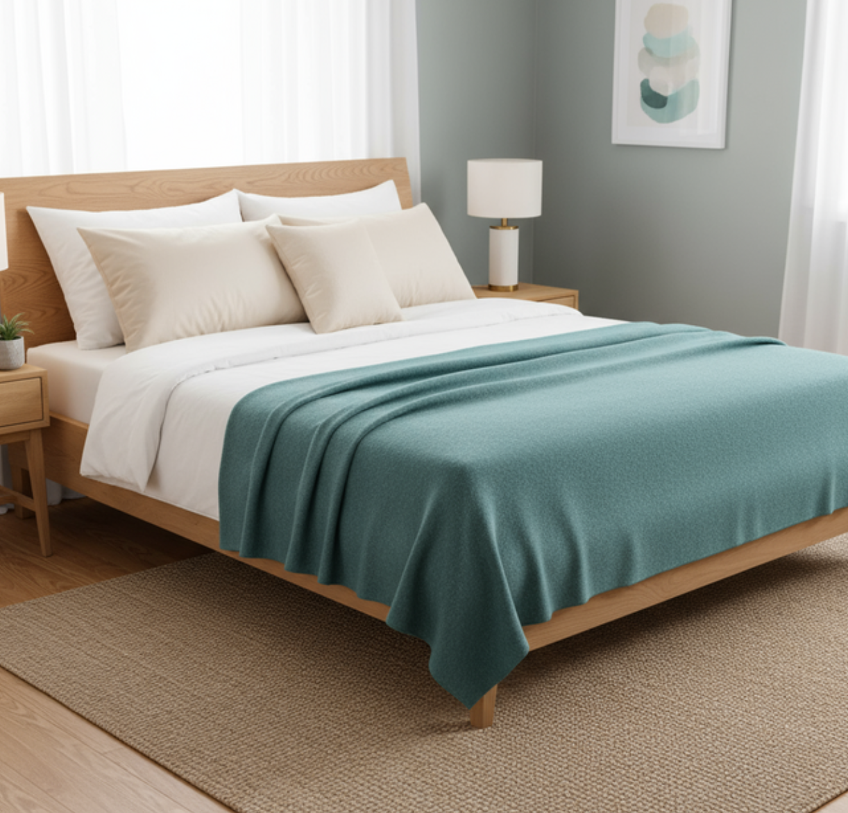 Organic sheep wool blanket