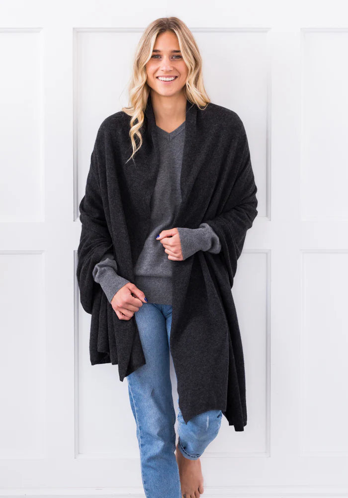 Oversized cashmere blanket scarf